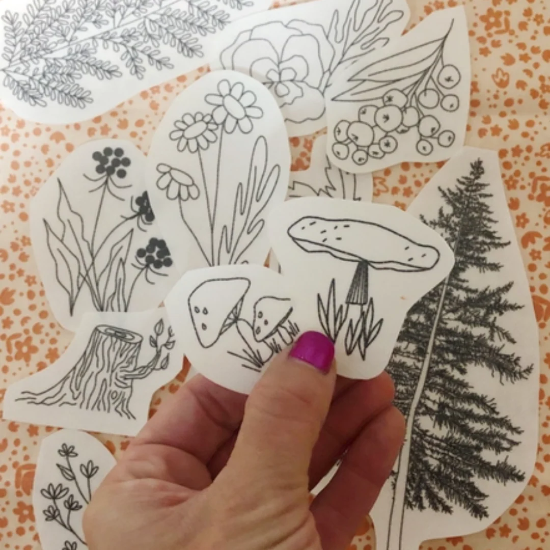Peel, Stick & Stitch Embroidery Patterns - Forest Forage