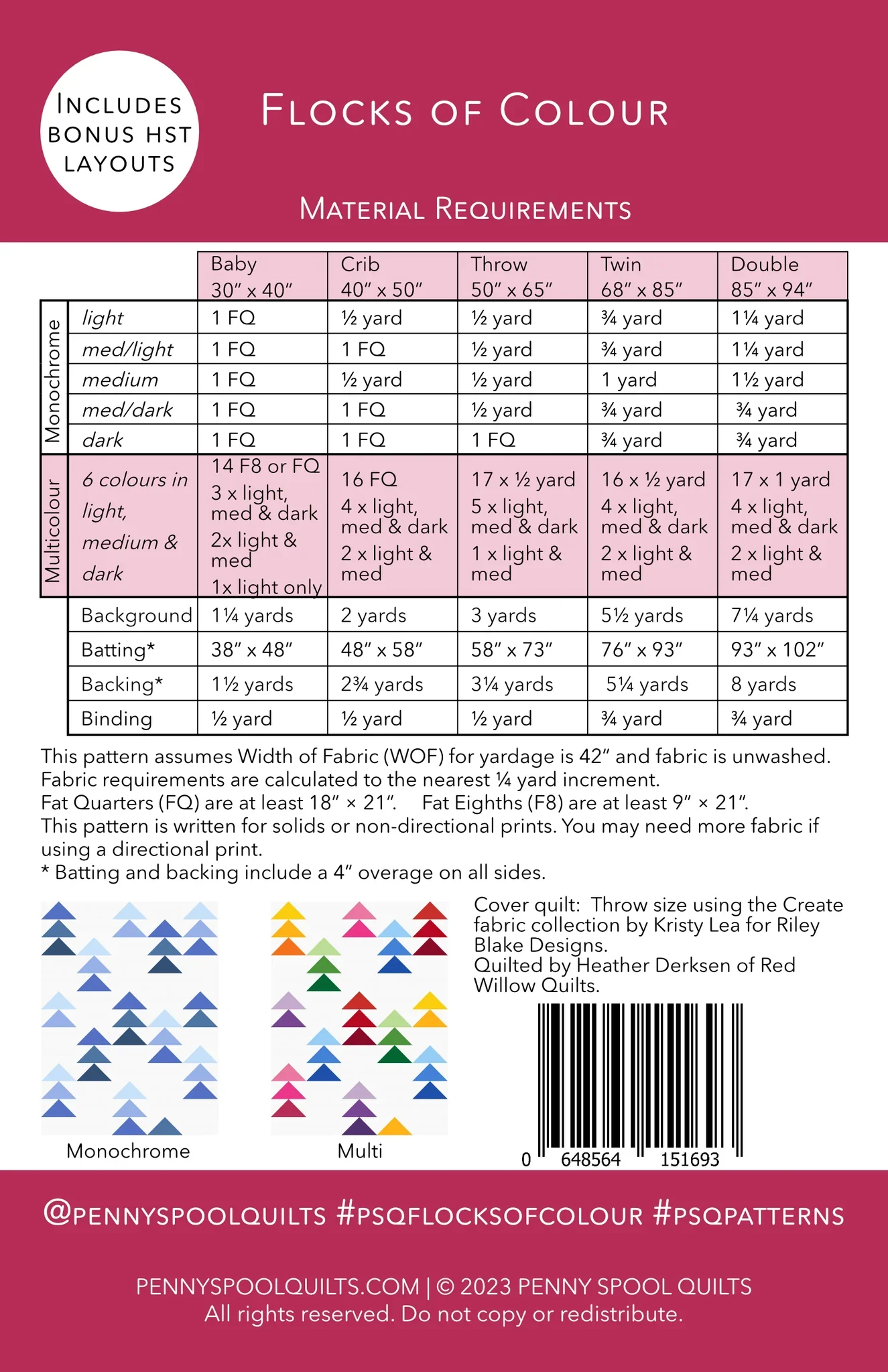 Penny Spool Quilts Flocks of Colour Quilt Pattern - Image 3