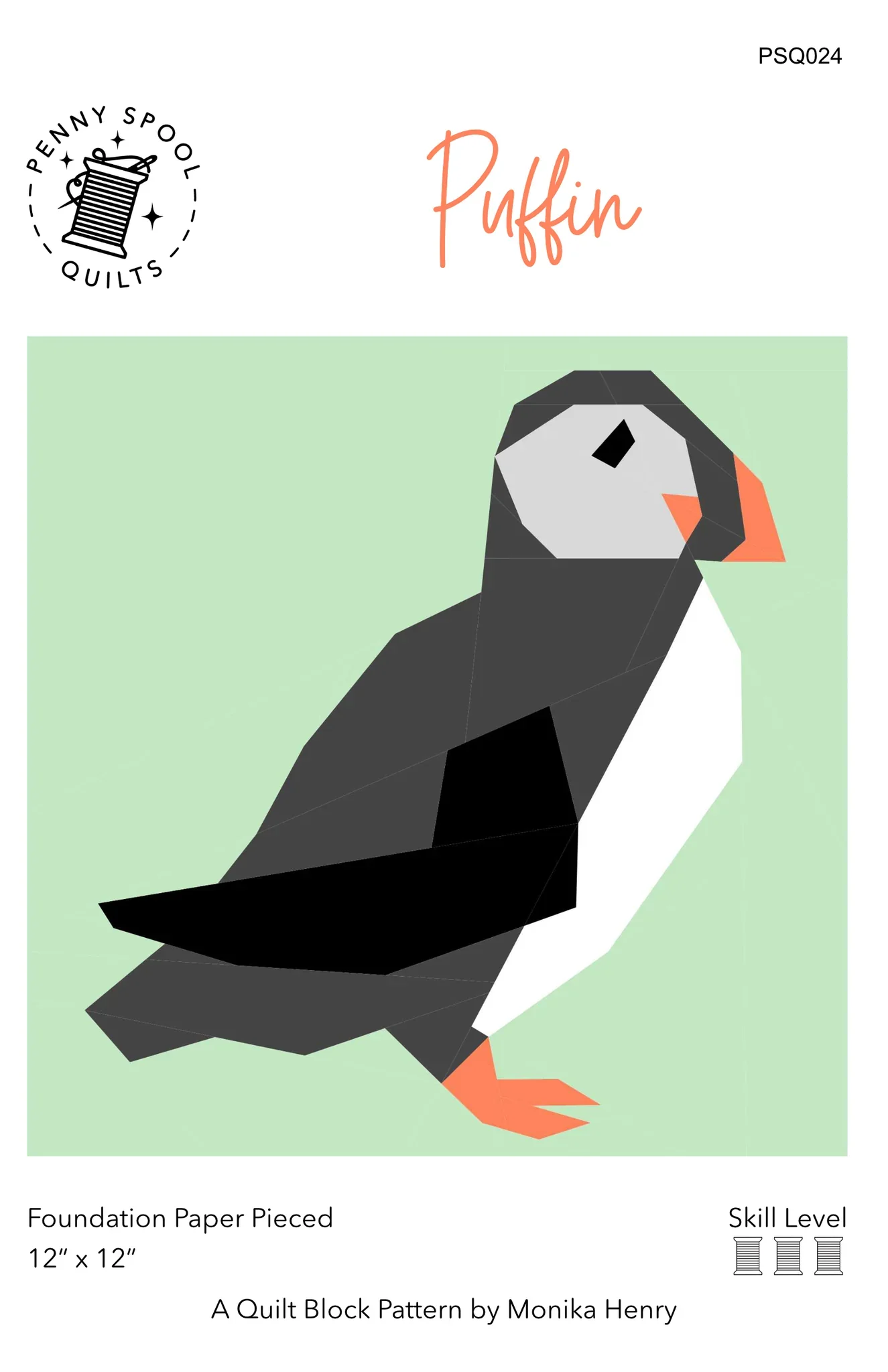 Penny Spool Quilts Puffin Quilt Block - Image 2