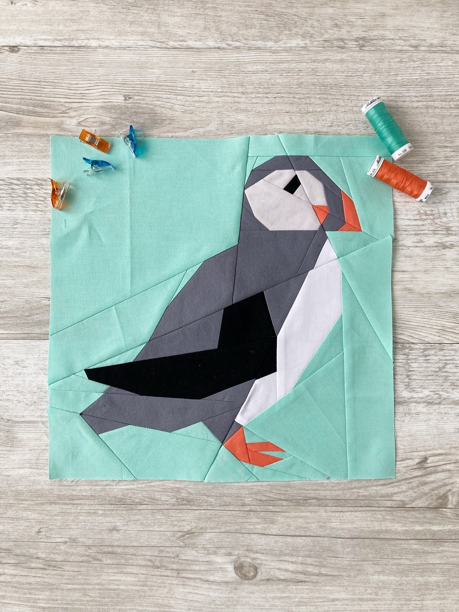 Penny Spool Quilts Puffin Quilt Block - Image 3