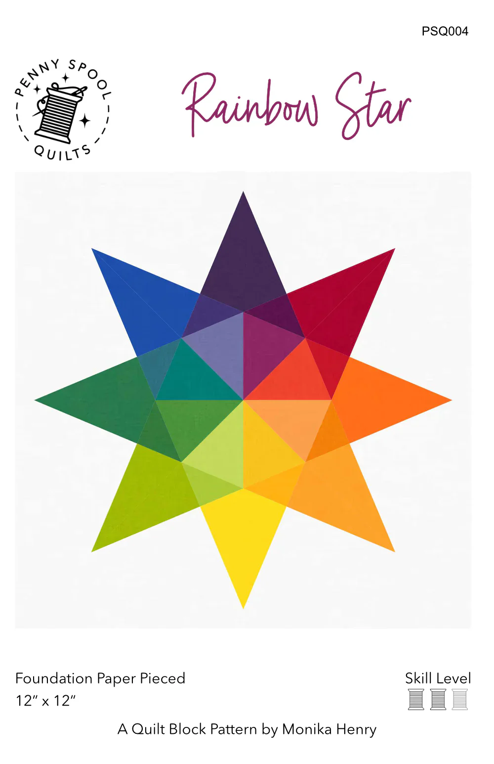 Penny Spool Quilts Rainbow Star FPP Quilt Block Pattern - Image 2