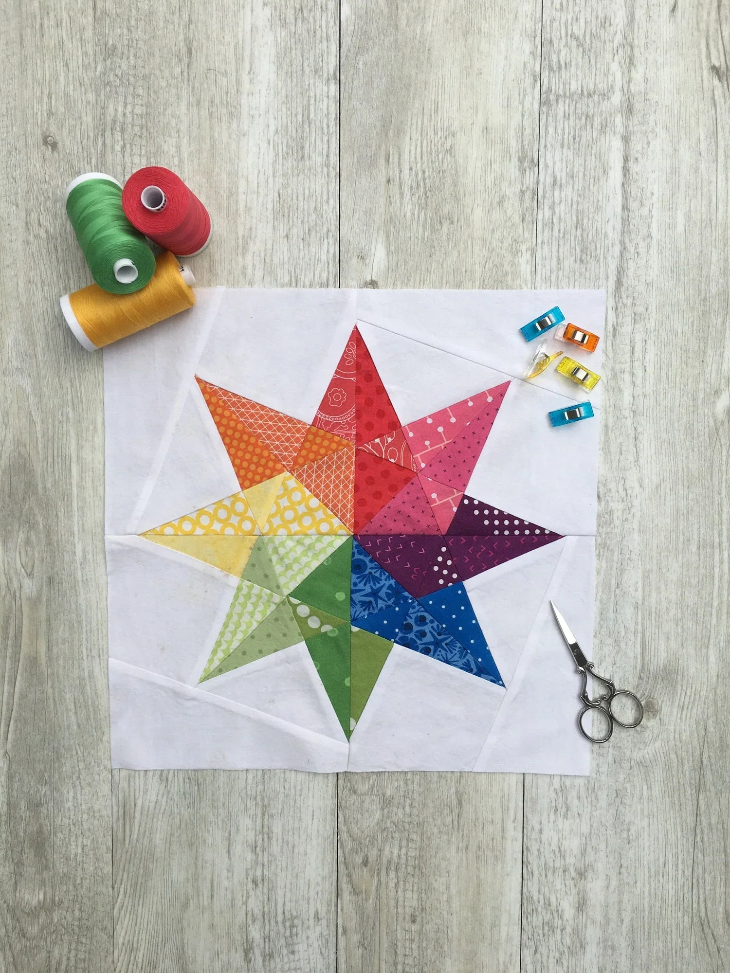 Penny Spool Quilts Rainbow Star FPP Quilt Block Pattern - Image 4