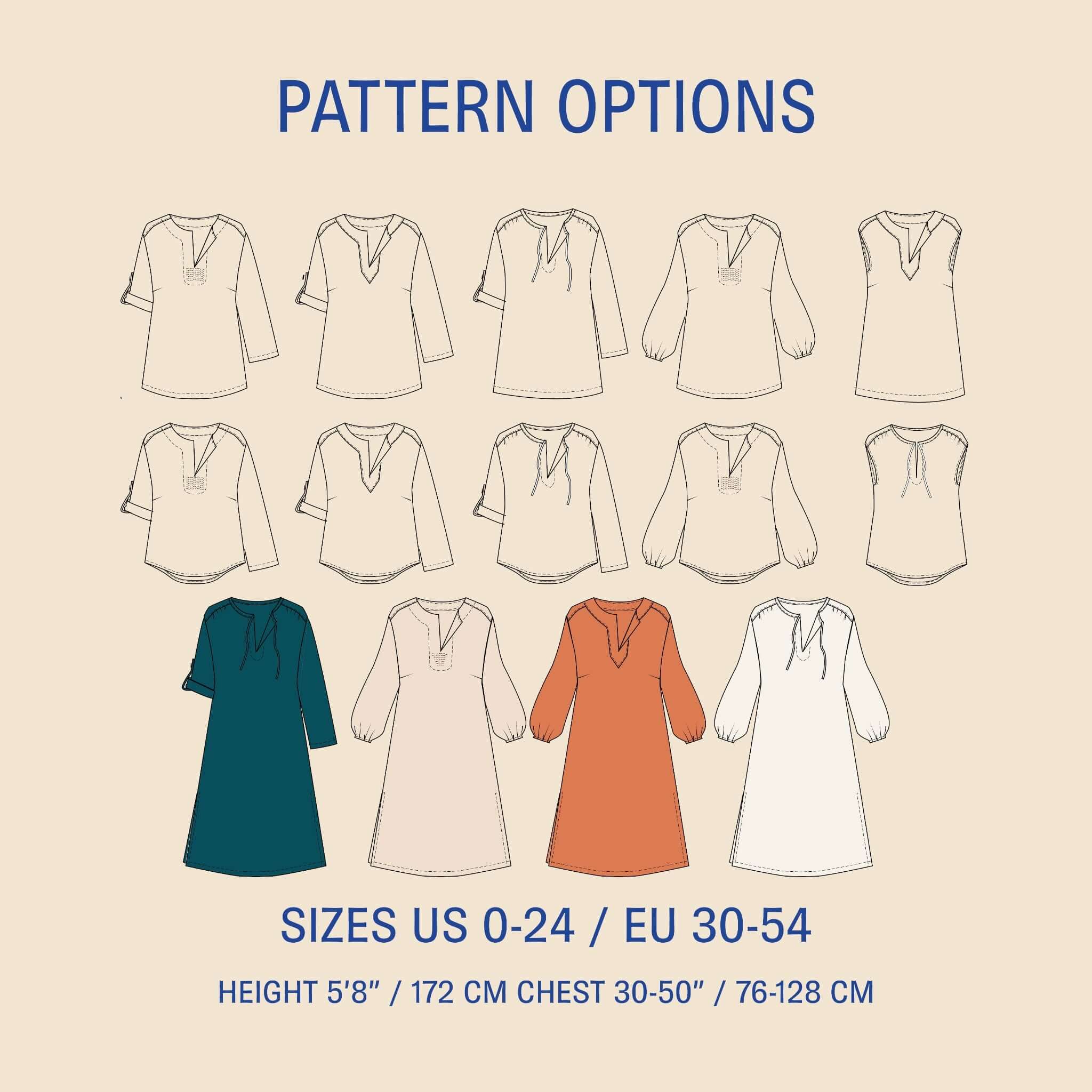 Wardrobe By Me Piper Tunic - US 0-24 - PDF Pattern - Image 2