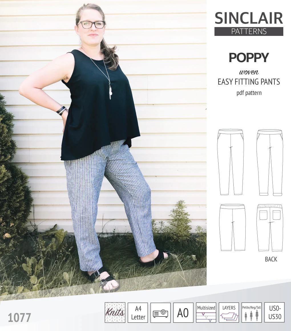 Sinclair Patterns Poppy Pants - XXS-4XL - PDF Pattern - Image 11