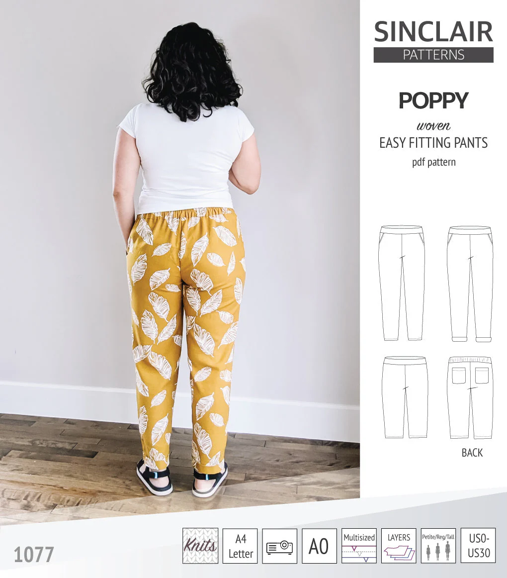 Sinclair Patterns Poppy Pants - XXS-4XL - PDF Pattern - Image 2
