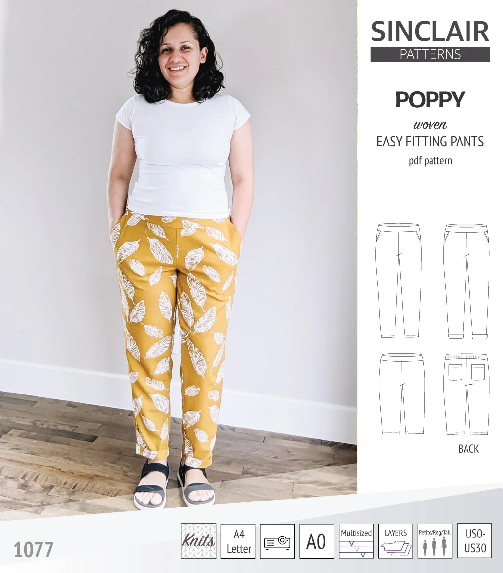 Sinclair Patterns Poppy Pants - XXS-4XL - PDF Pattern - Image 3