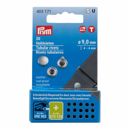 Prym Tubular Rivets 9mm (4-6mm post) - 20pc