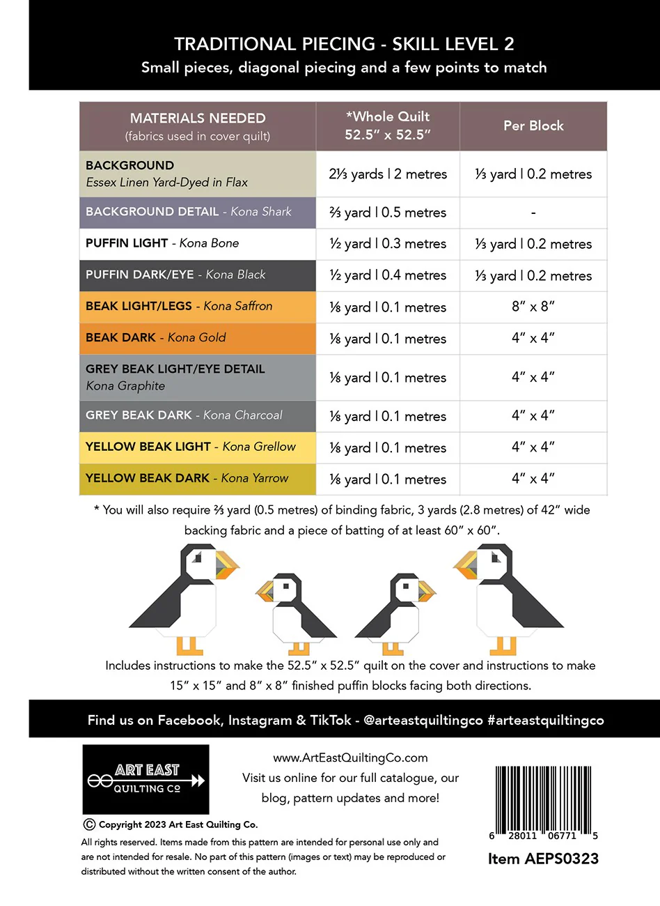 Art East Quilt Puffin Star Quilt Pattern - Image 3