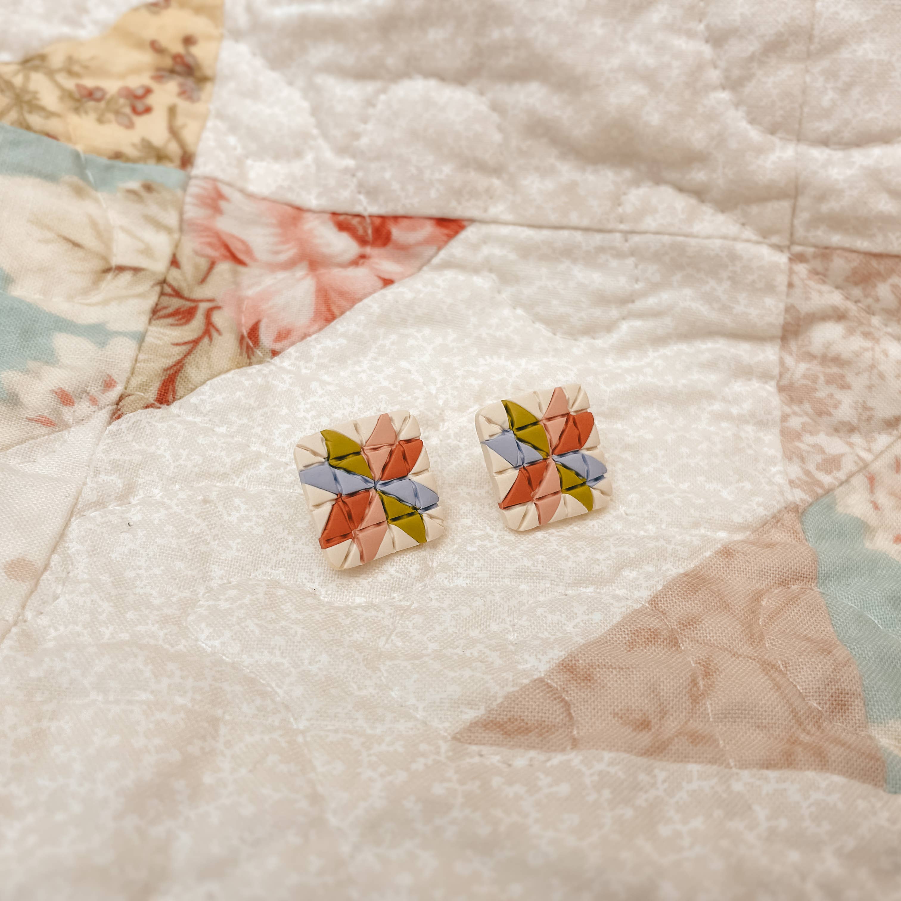 Quilt Block Stud Earrings - Image 3