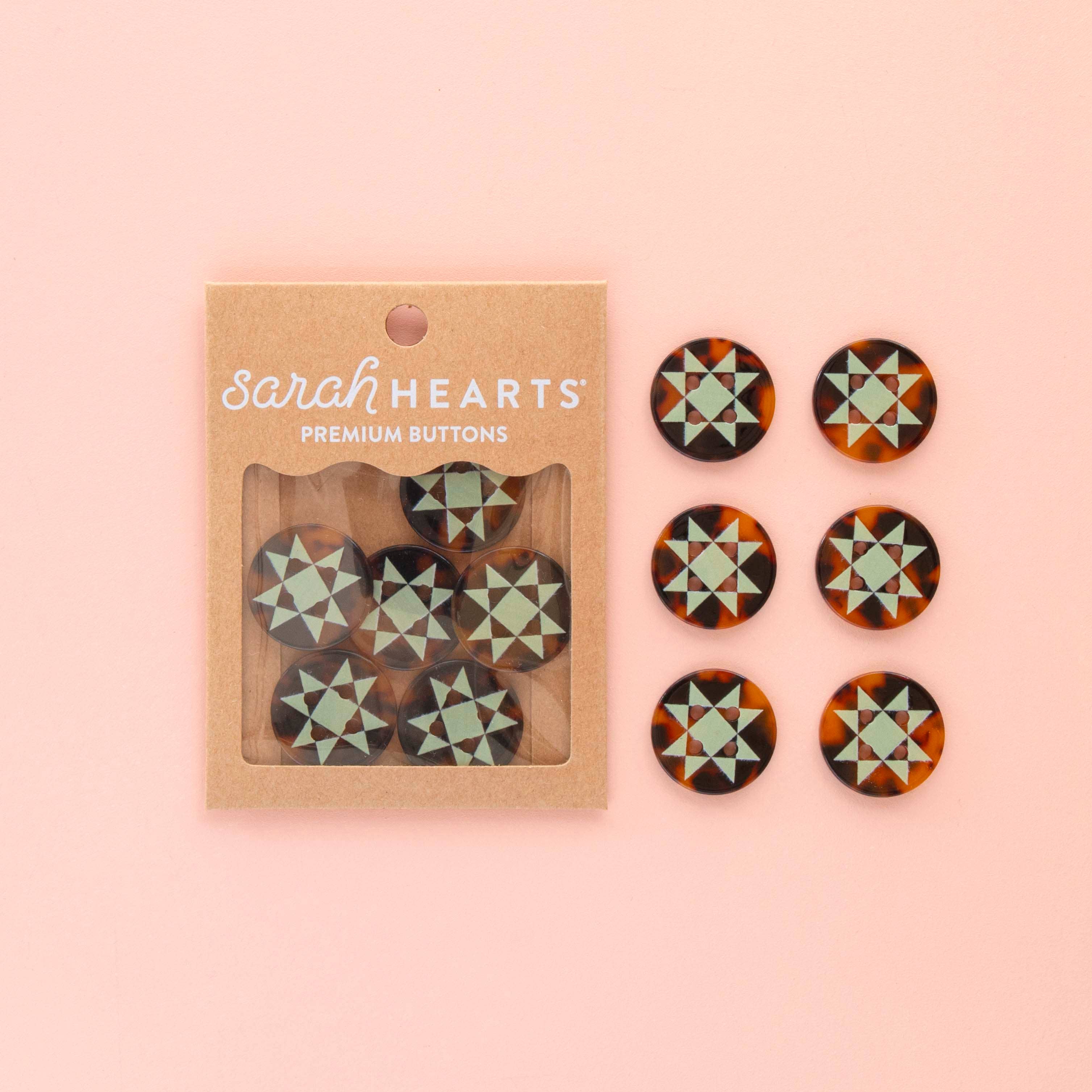 Quilt Star Large 1" Buttons - 6 Pack