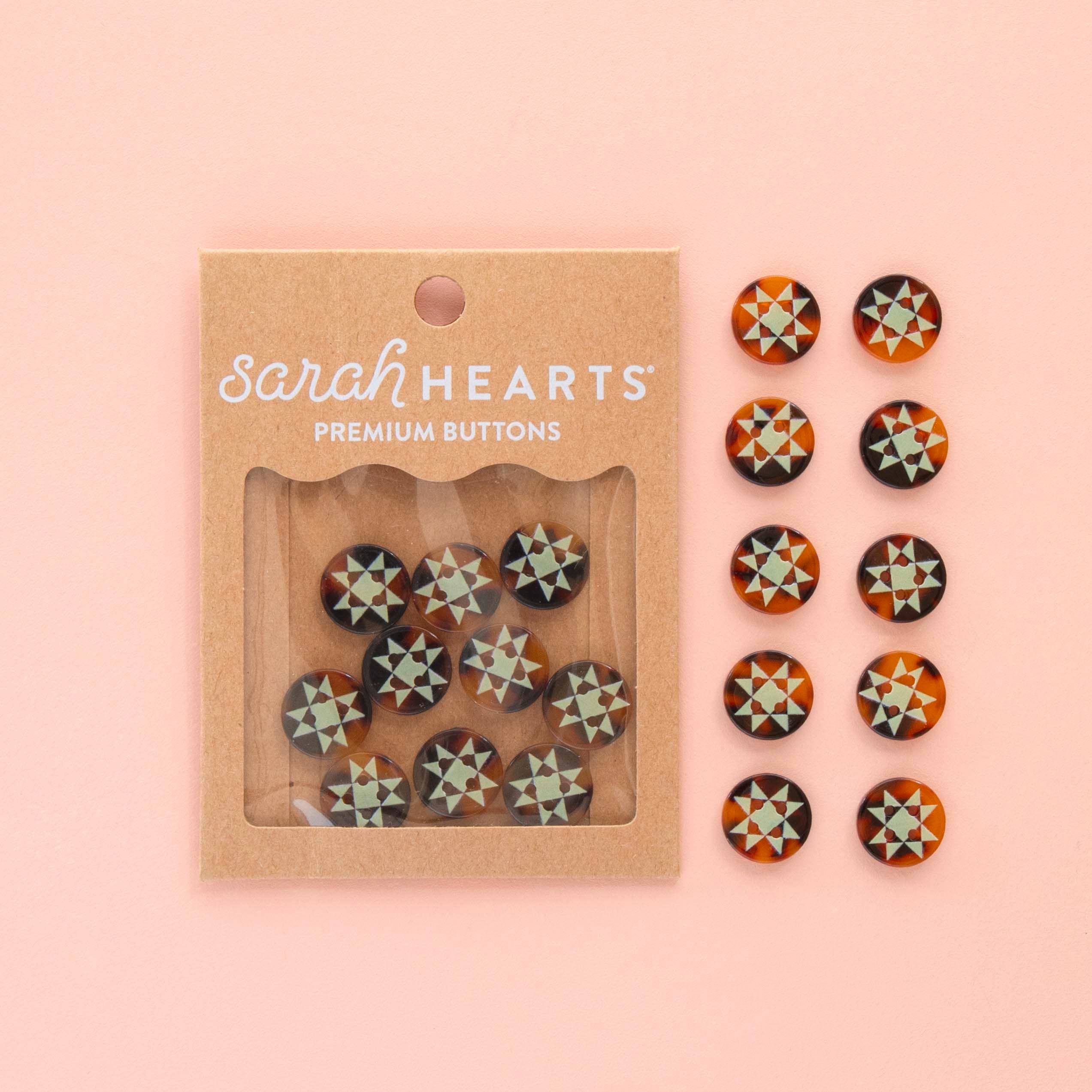 Quilt Star Small 5/8" Buttons - 10 Pack