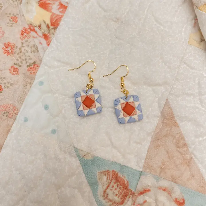 Quilted Style Dangle Earrings - Image 6