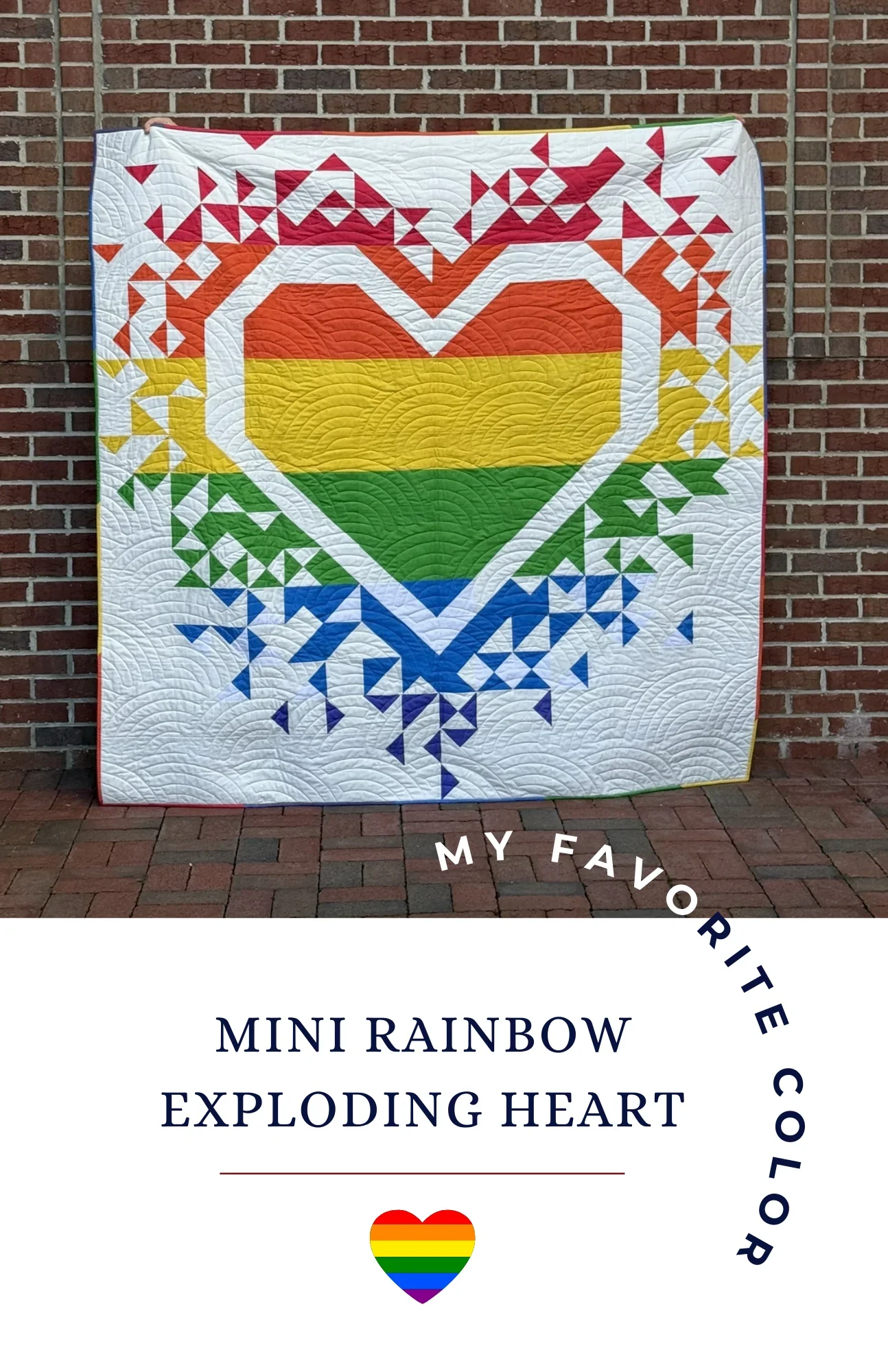 Mini Rainbow Exploding Heart Quilt Pattern - Image 3