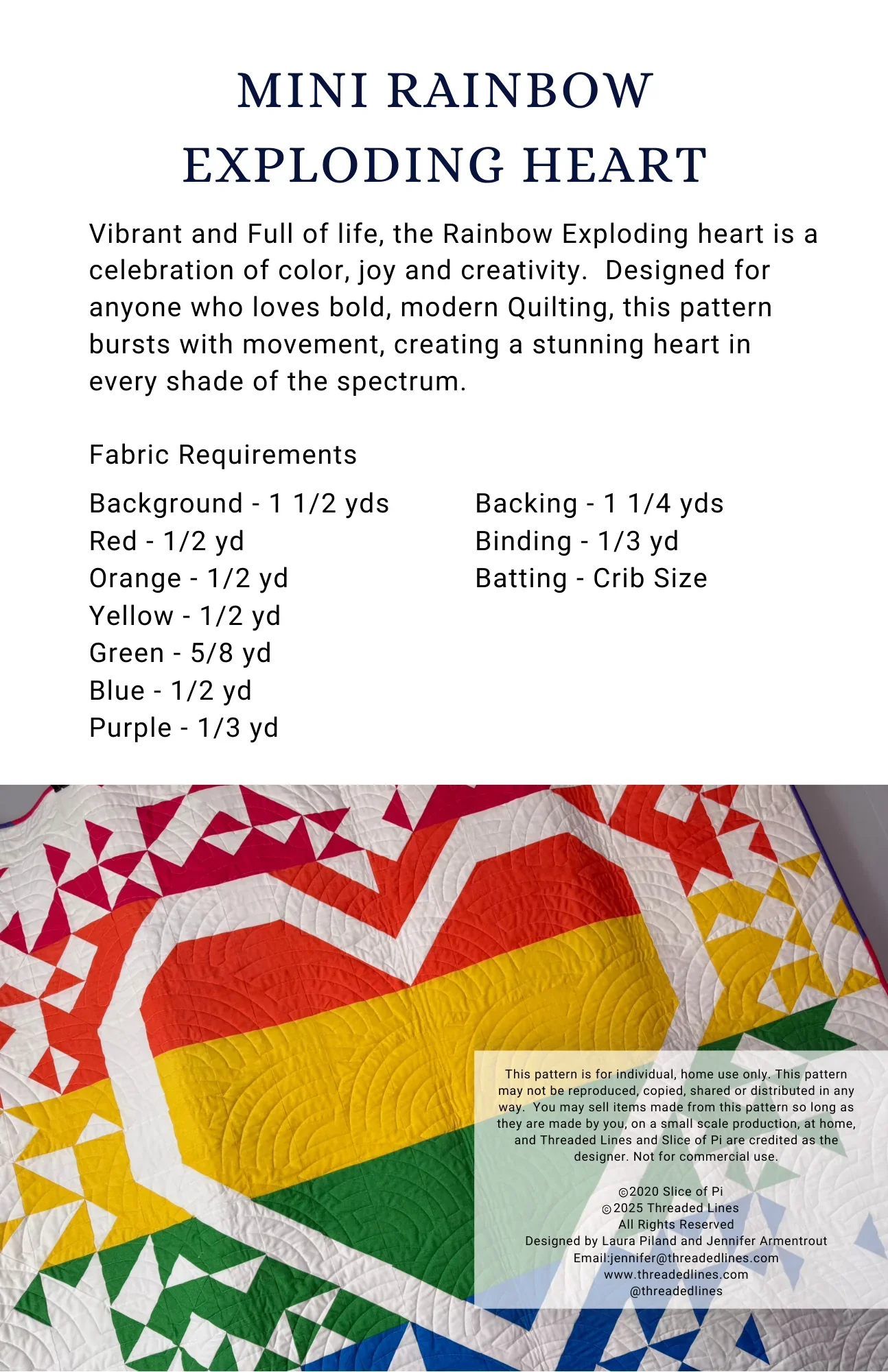 Mini Rainbow Exploding Heart Quilt Pattern - Image 4