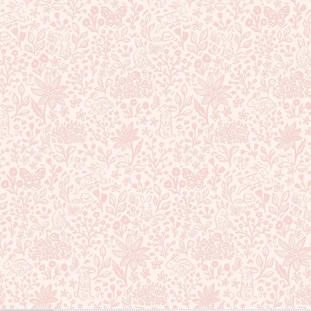 Riley Blake Sweet Cotton Tales Bunny Meadows in Pink