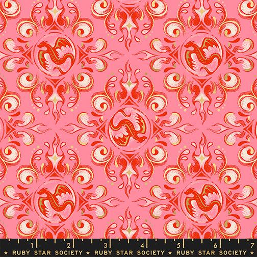Ruby Star Fire Glow Emblem in Metallic Dark Rose