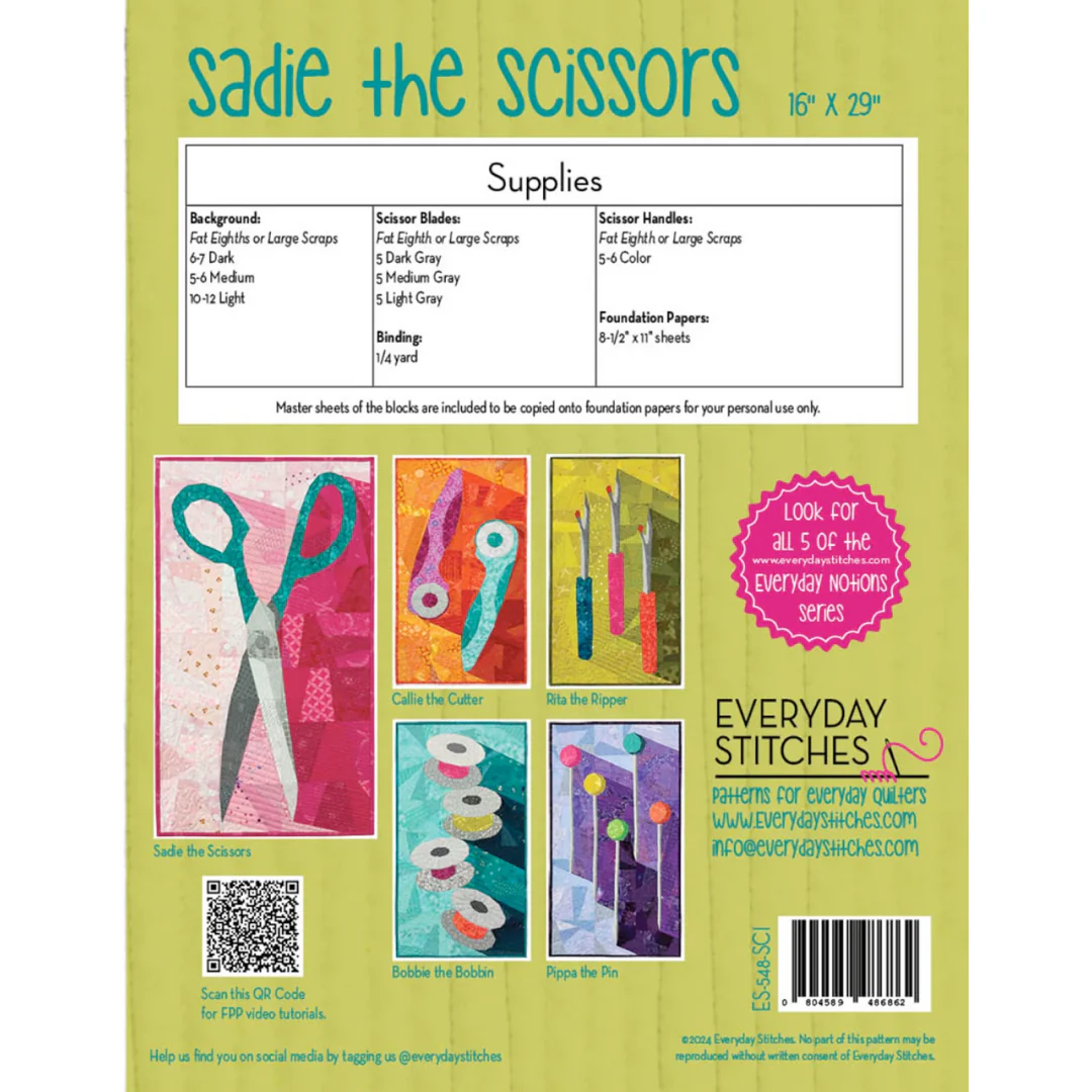 Sadie the Scissors Wall Hanging Paper Piecing Pattern - Image 2