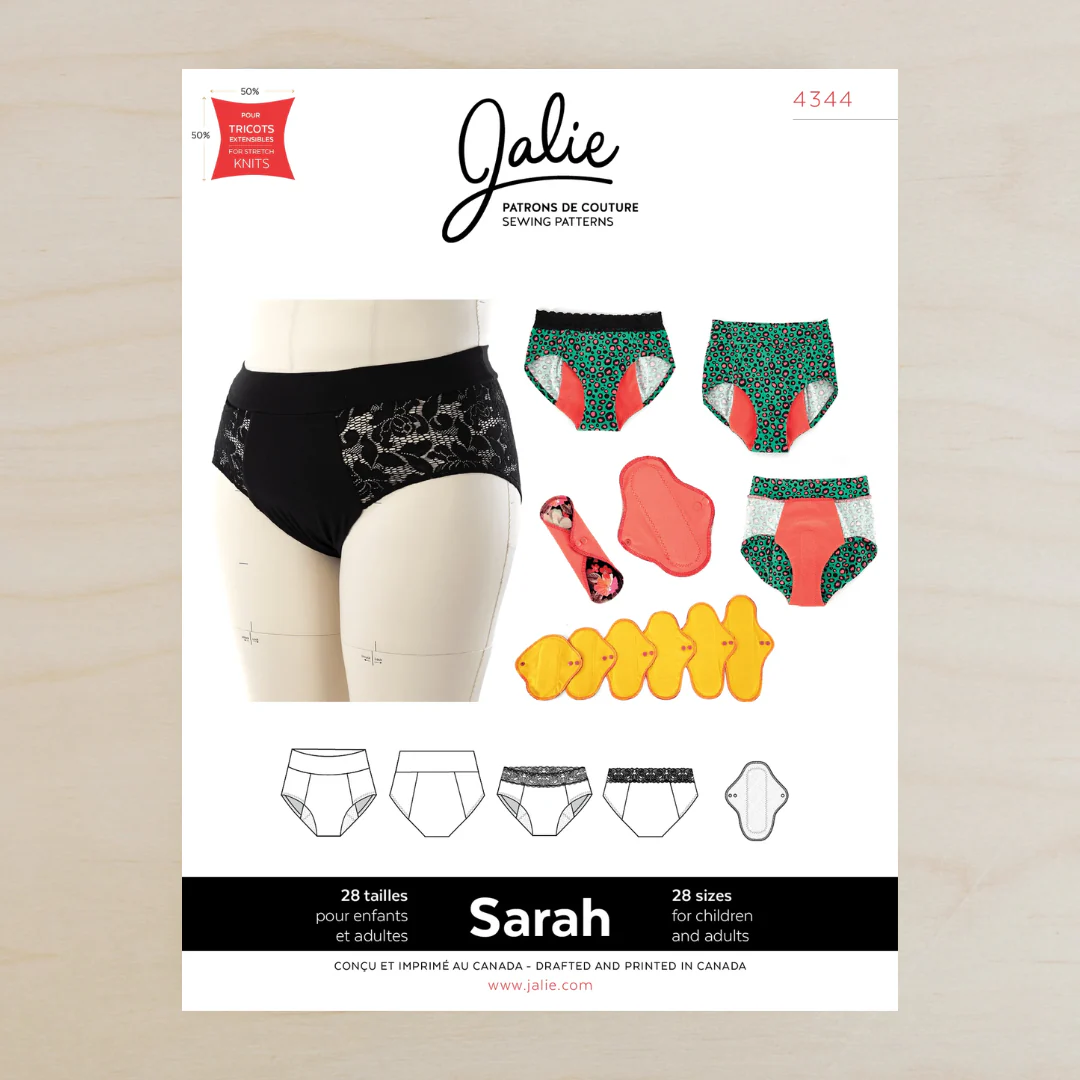 Jalie 4344 - Sarah Period Underwear & Reusable Pads - 2yrs - 2XL