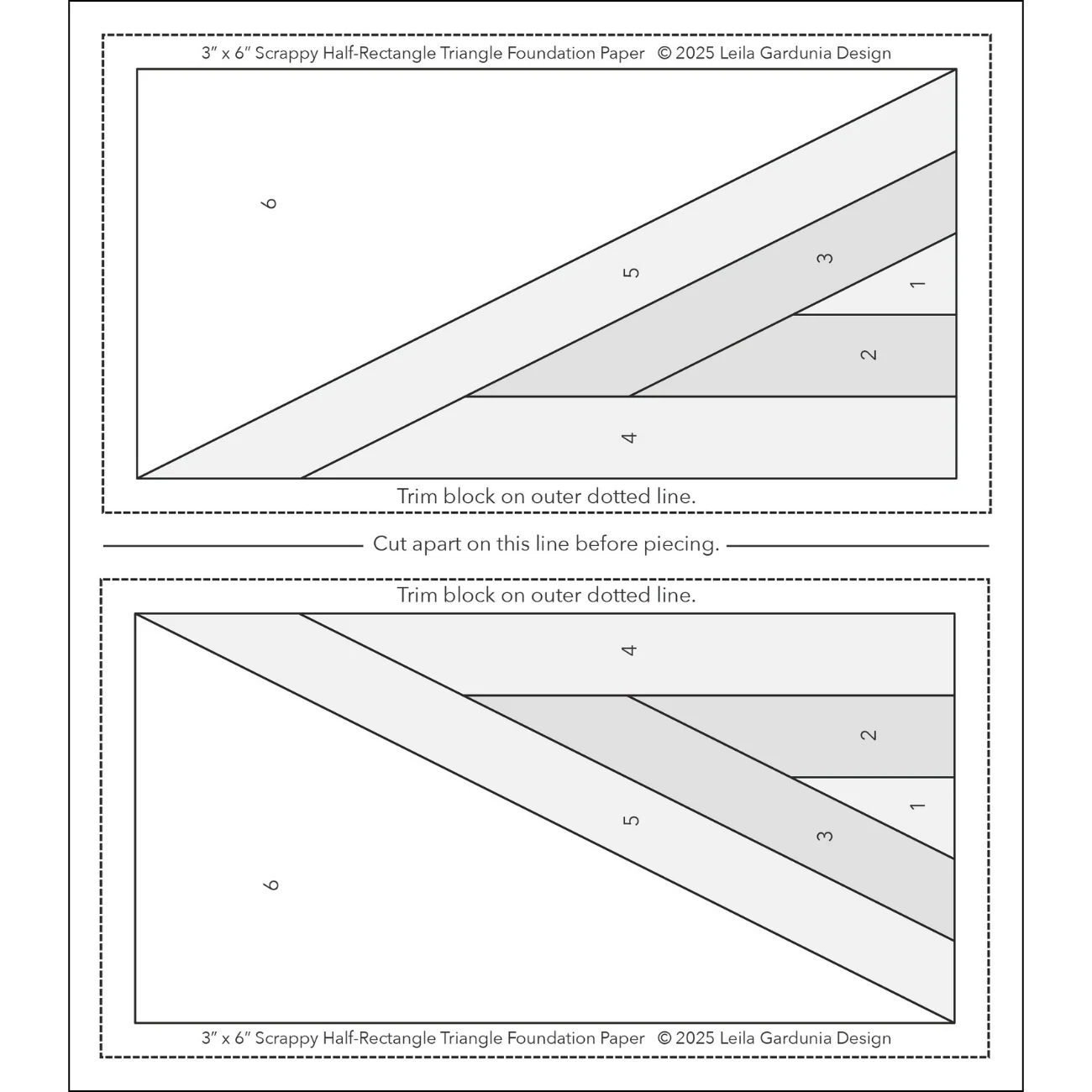 Scrappy Half-Rectangle Triangle Foundation Pad - 3" x 6" - Image 4