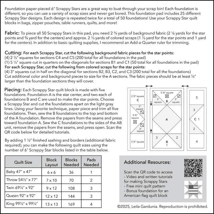 Scrappy Stars Foundation Pad - 6" - Image 4