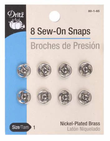 Sew-On Snaps Size 1 Nickel