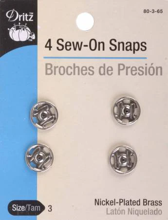 Sew-On Snaps Size 3 (7mm) Nickel