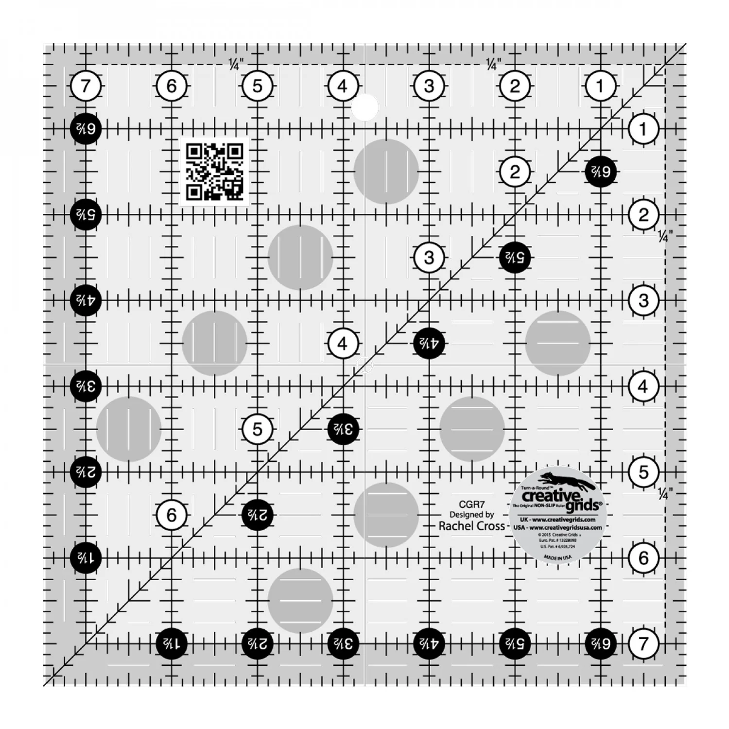 Creative Grids Square Quilt Ruler 7.5inch - Image 2