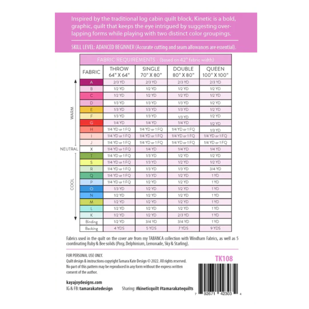 Tamara Kate Design Kinetic Quilt Pattern - Image 4