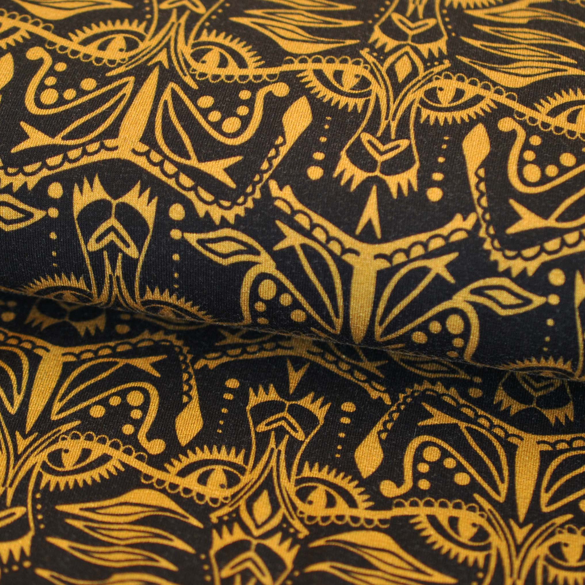 Viscose Jersey Tigerelle by Cherry Picking in Gold and Black - Image 2