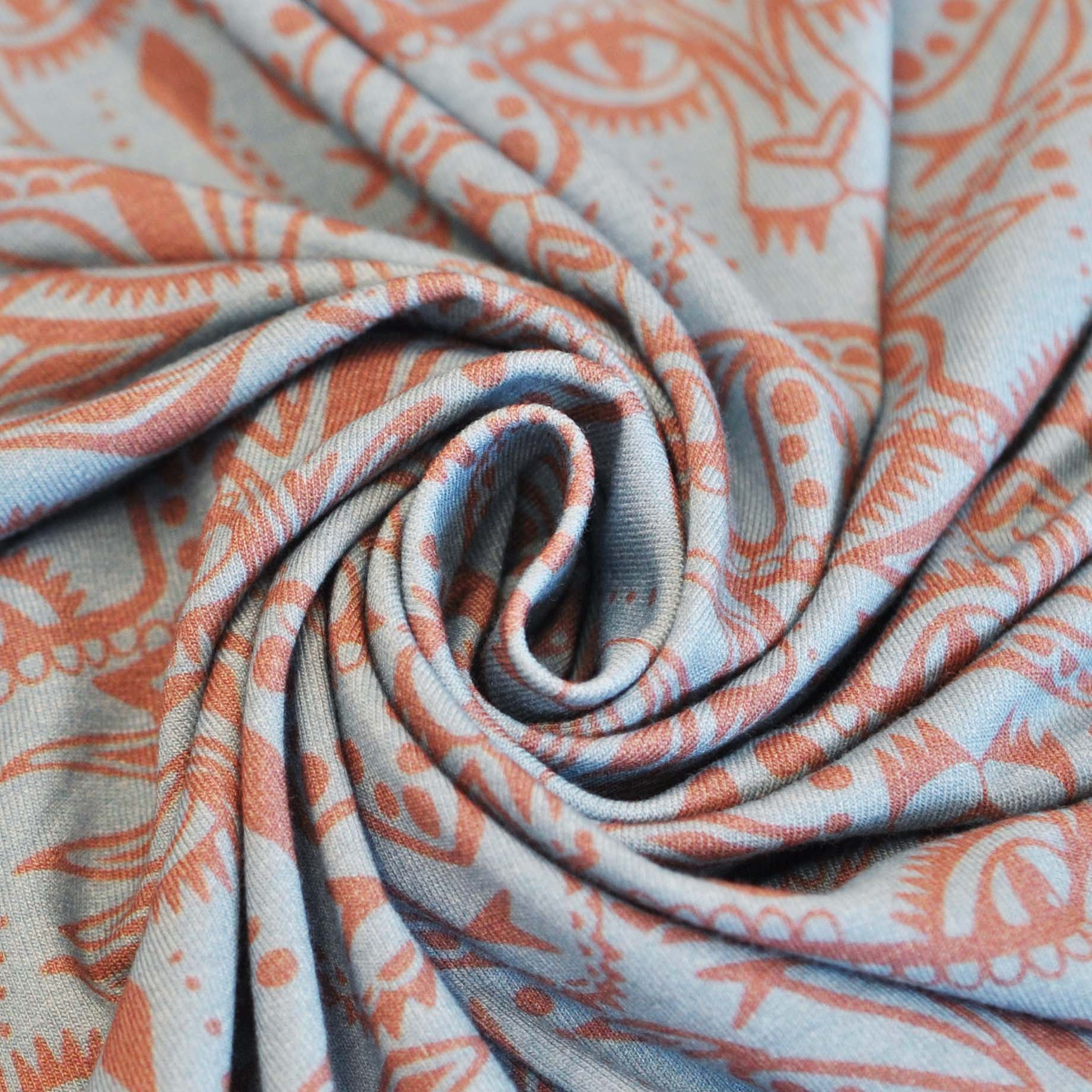 Viscose Jersey Tigerelle by Cherry Picking in Gold and Light Blue - Image 3