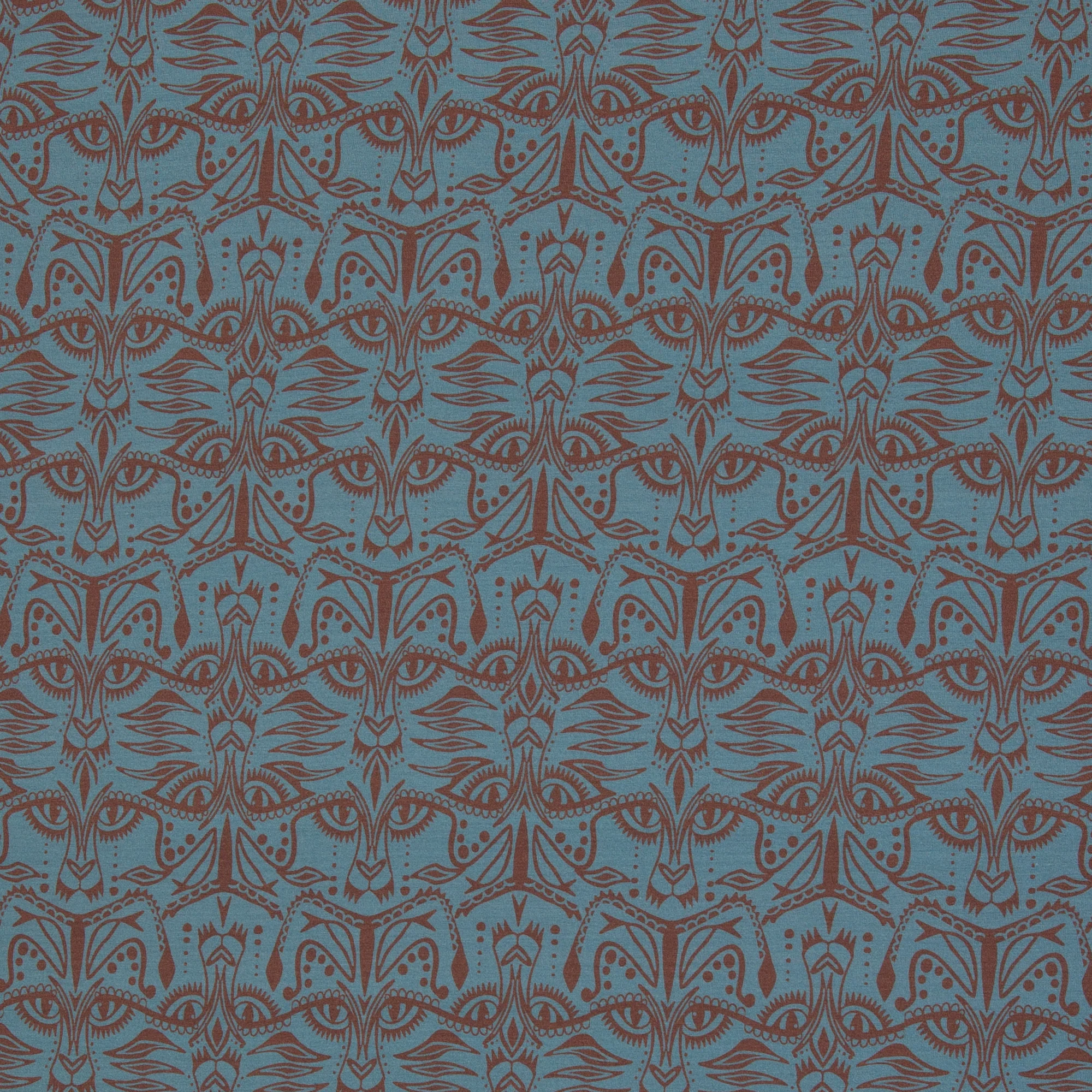 Viscose Jersey Tigerelle by Cherry Picking in Gold and Light Blue - Image 5
