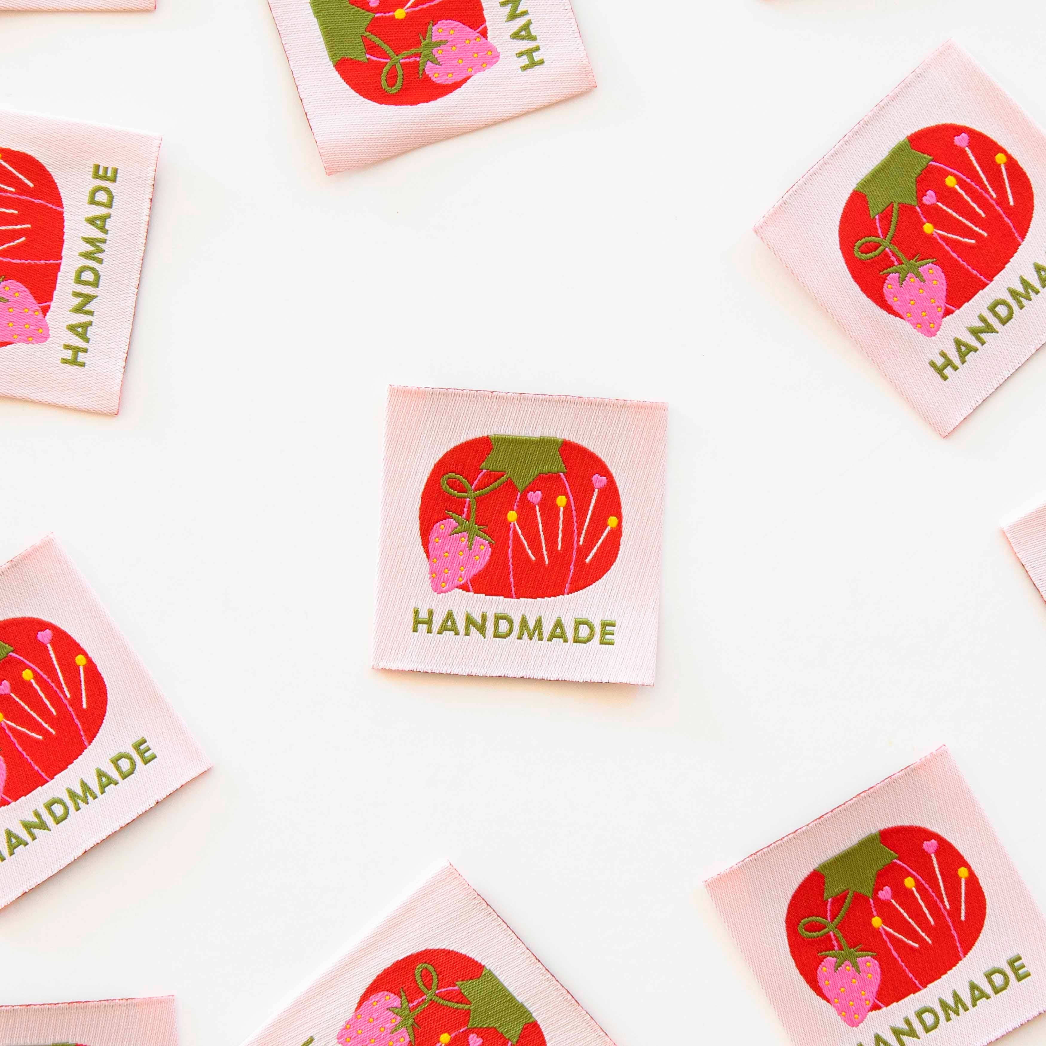 Tomato Pin Cushion "Handmade" Large Sewing Labels - 4 Pack - Image 2