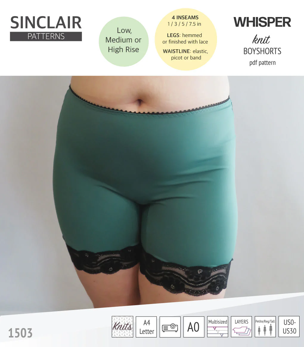 Sinclair Patterns Whisper Boyshorts - XXS-4XL - PDF Pattern - Image 13