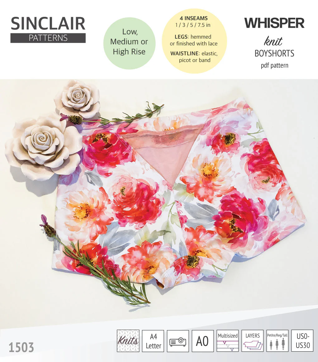 Sinclair Patterns Whisper Boyshorts - XXS-4XL - PDF Pattern - Image 2