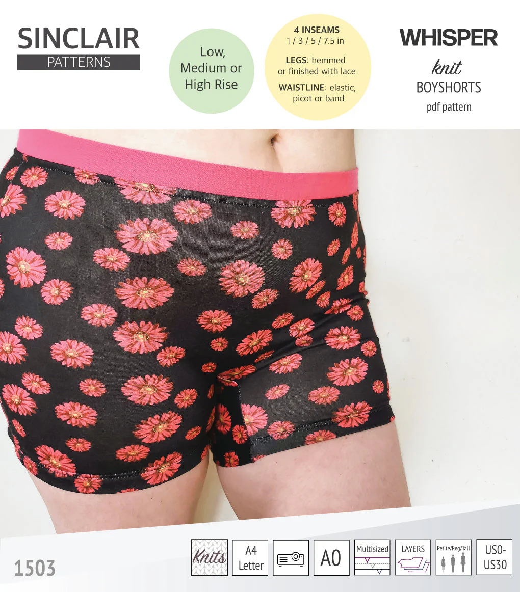 Sinclair Patterns Whisper Boyshorts - XXS-4XL - PDF Pattern - Image 28