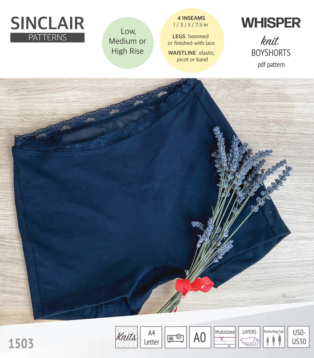 Sinclair Patterns Whisper Boyshorts - XXS-4XL - PDF Pattern - Image 5