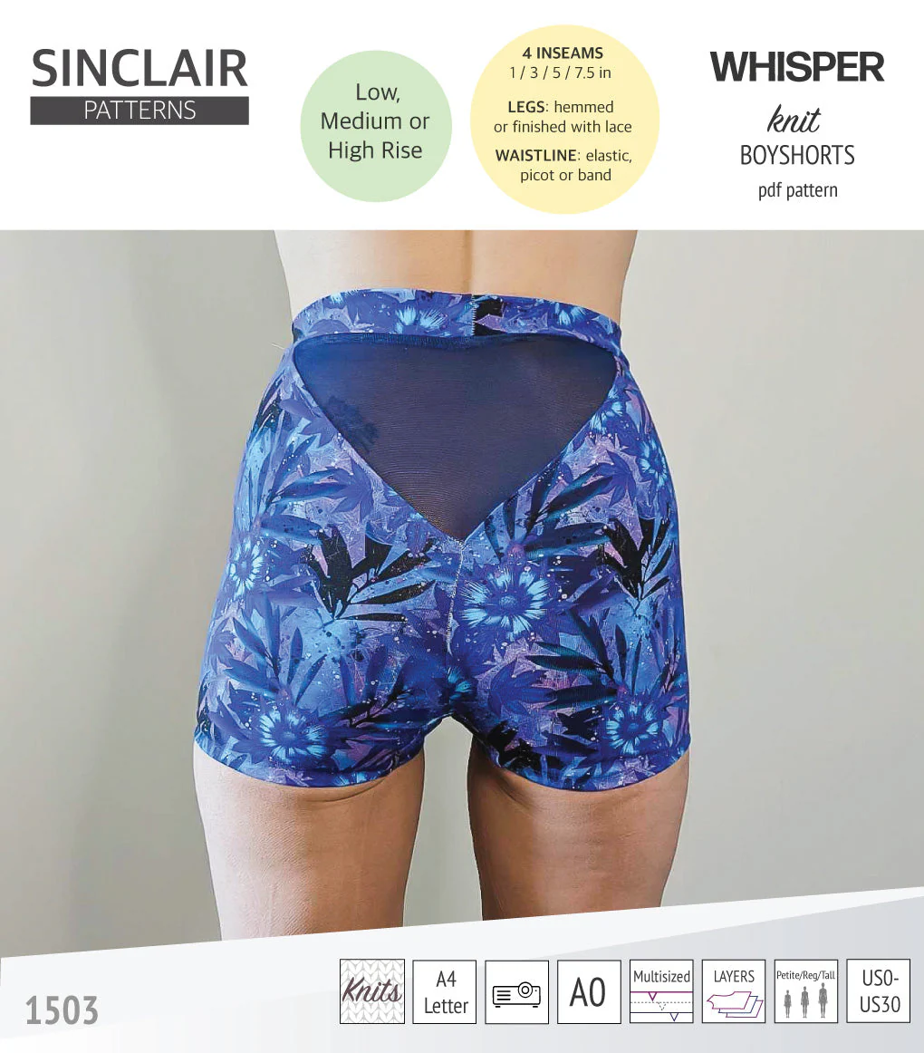 Sinclair Patterns Whisper Boyshorts - XXS-4XL - PDF Pattern - Image 7
