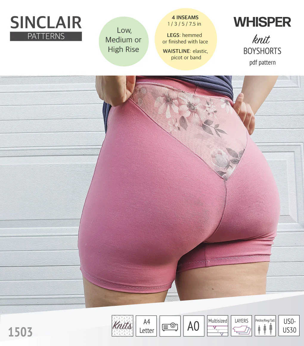 Sinclair Patterns Whisper Boyshorts - XXS-4XL - PDF Pattern - Image 9
