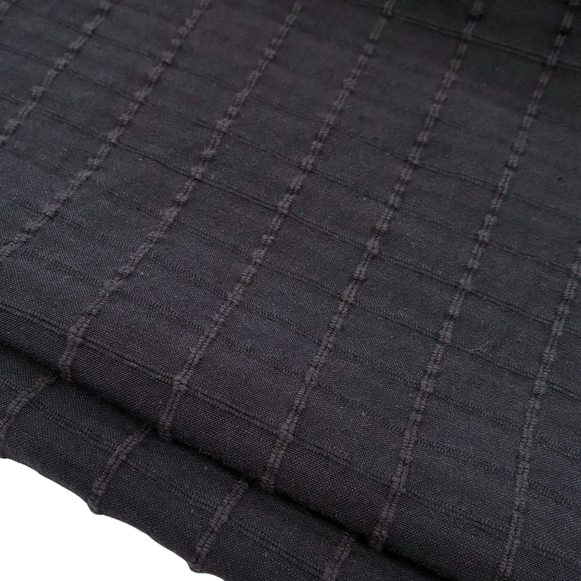 Windowpane Cotton Blend Jacquard in Black