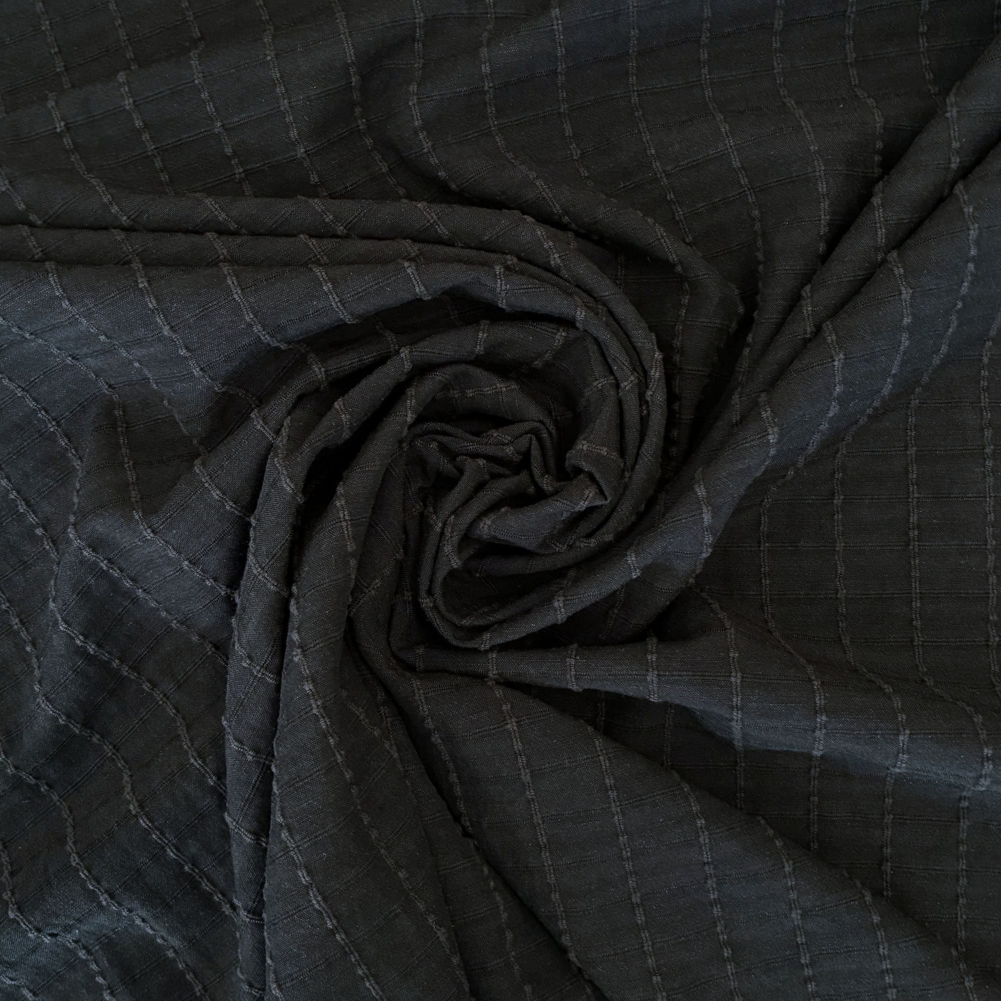 Windowpane Cotton Blend Jacquard in Black - Image 2