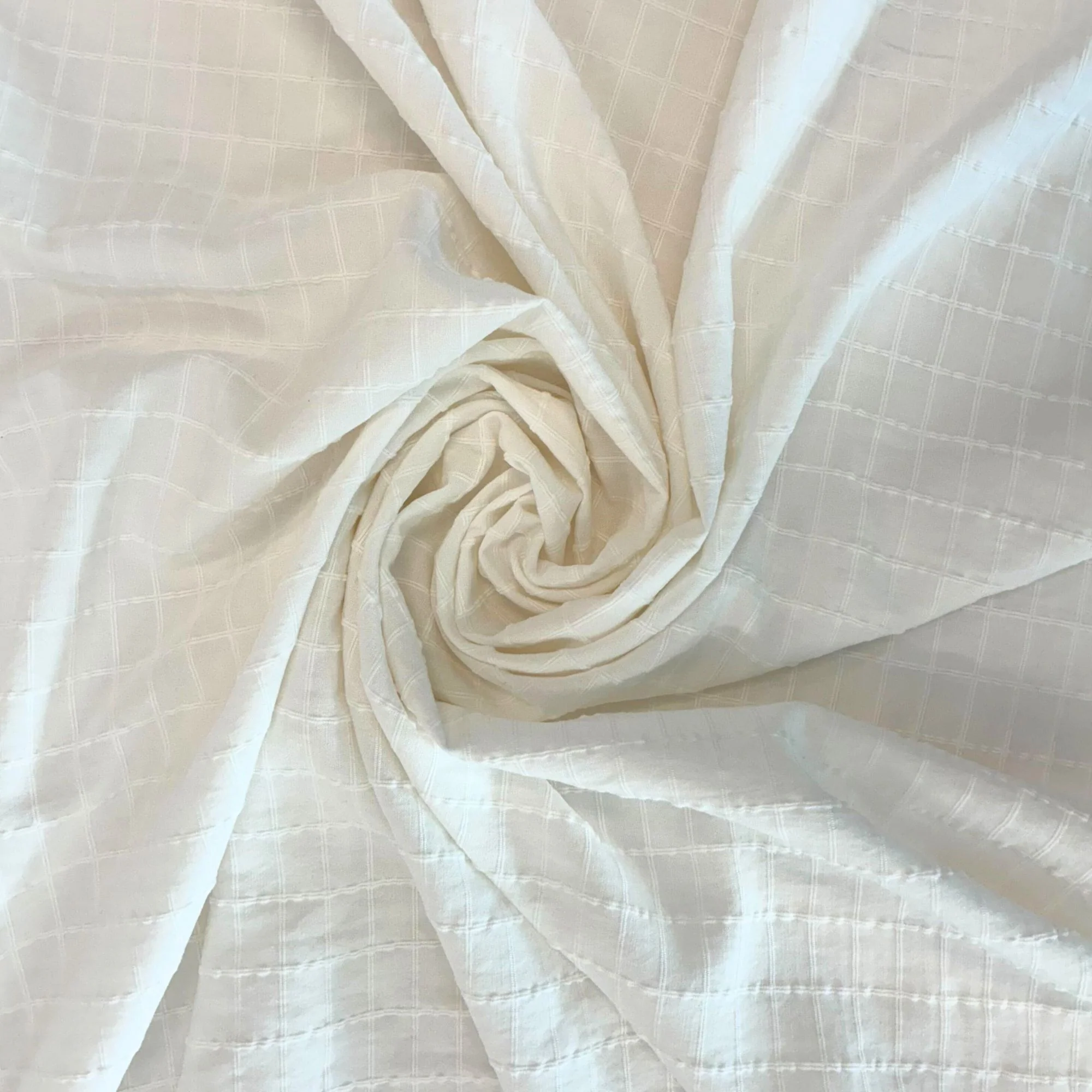 Windowpane Cotton Blend Jacquard in Milk - Image 2