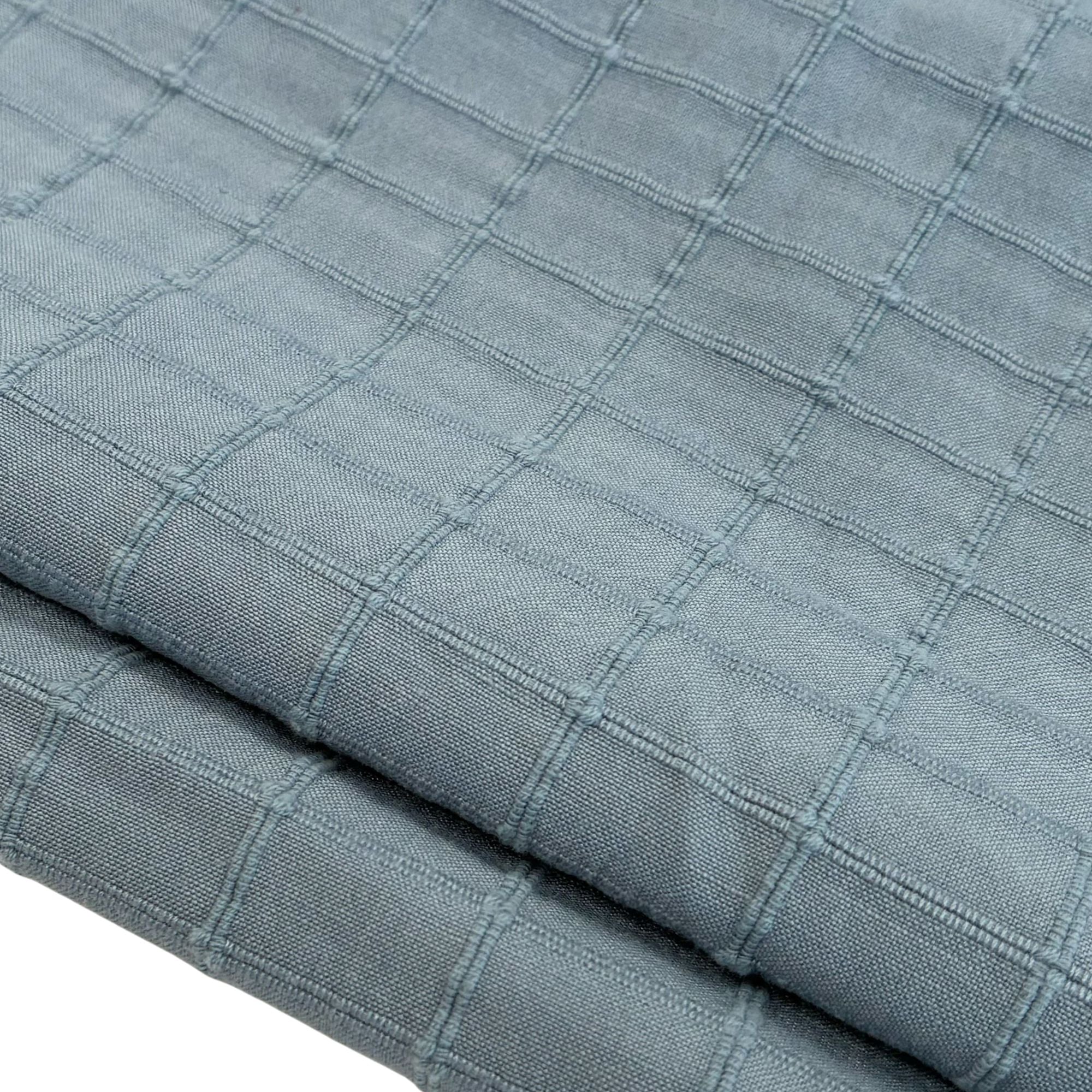 Windowpane Cotton Blend Jacquard in Sky