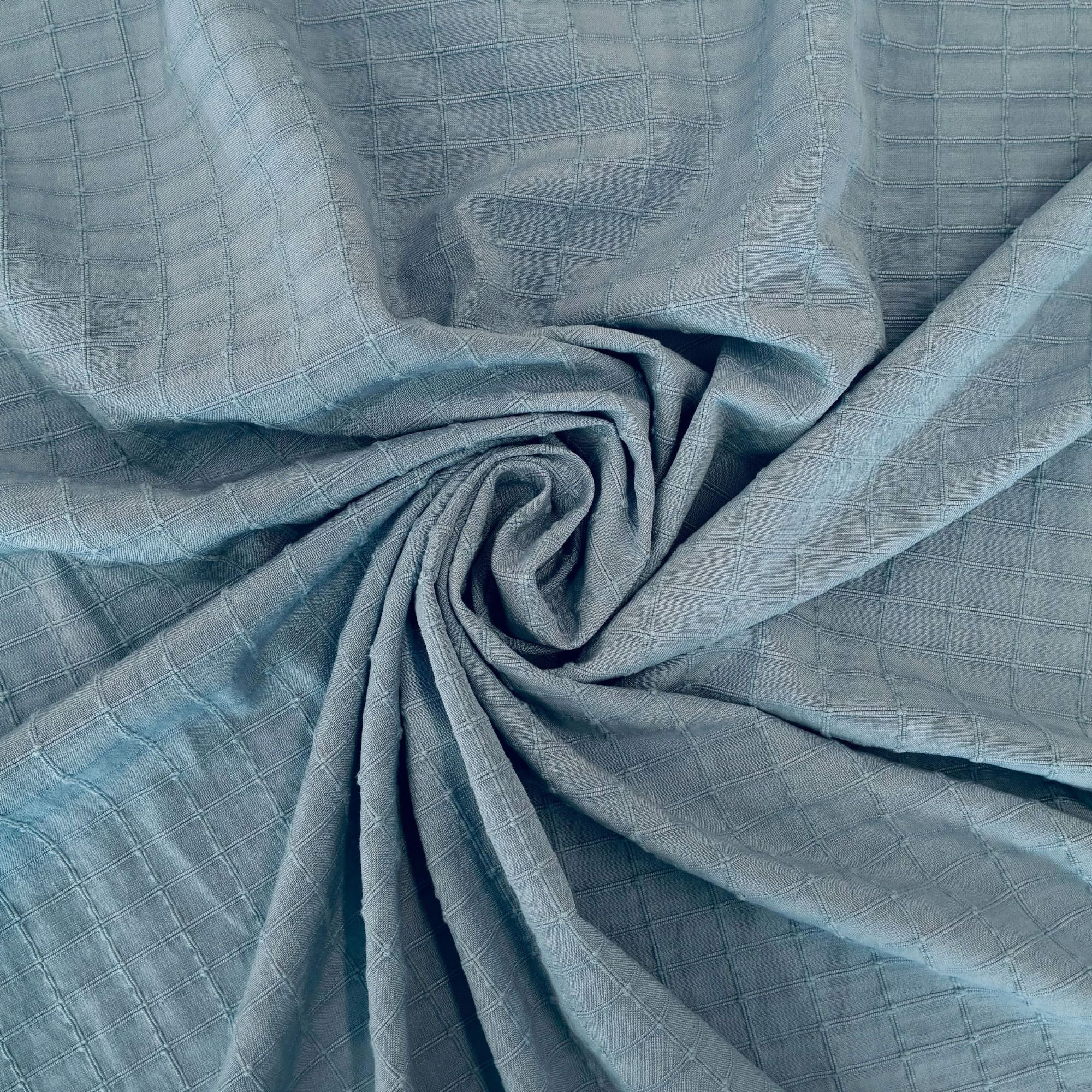 Windowpane Cotton Blend Jacquard in Sky - Image 2
