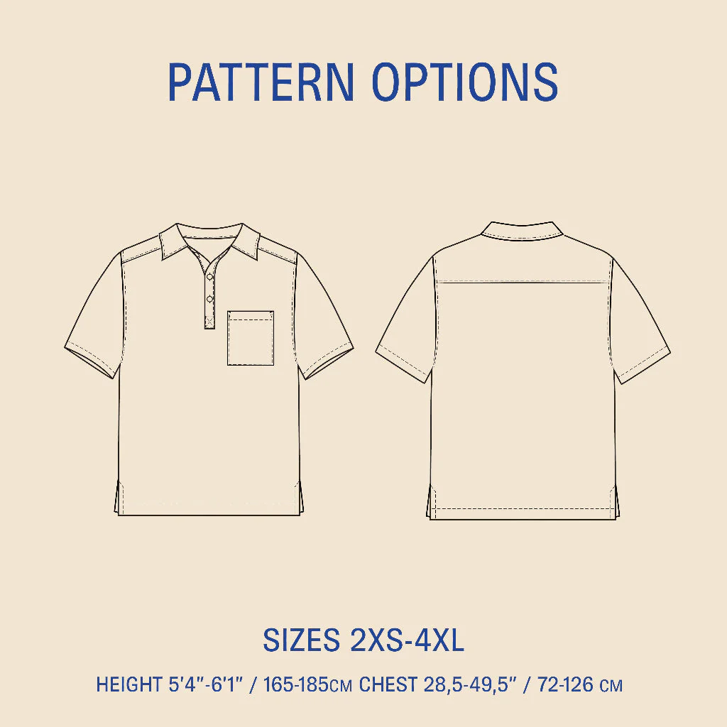 Wardrobe By Me Woven Polo Shirt - 2XS-4XL - PDF Pattern - Image 2