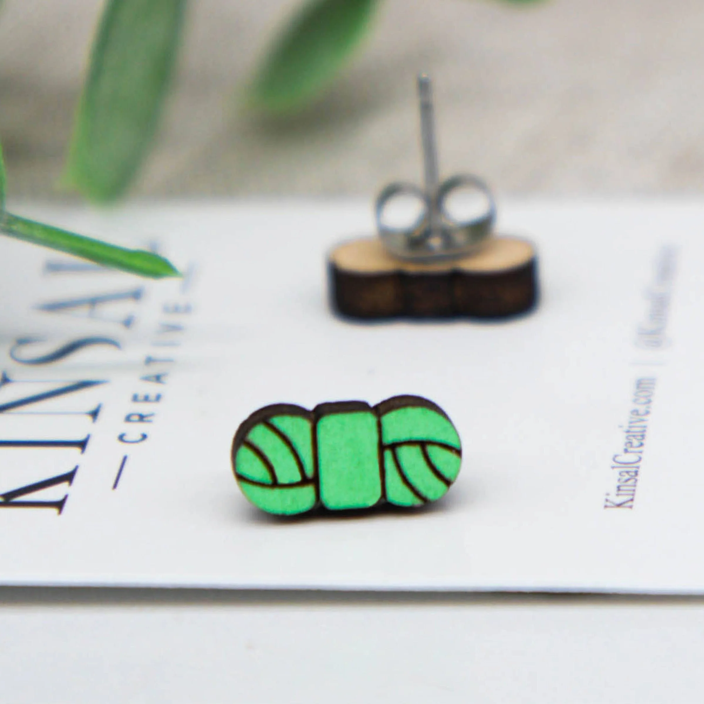 Kinsal Creative Yarn Wood Stud Earrings - Image 3