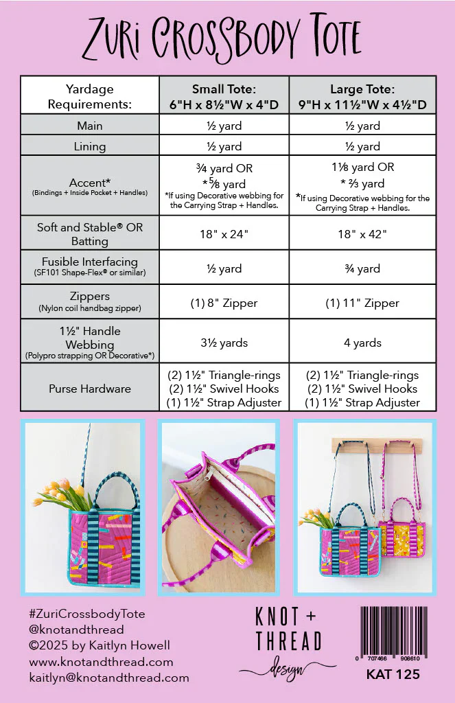 Knot & Thread Zuri Crossbody Tote Bag Pattern - Image 3